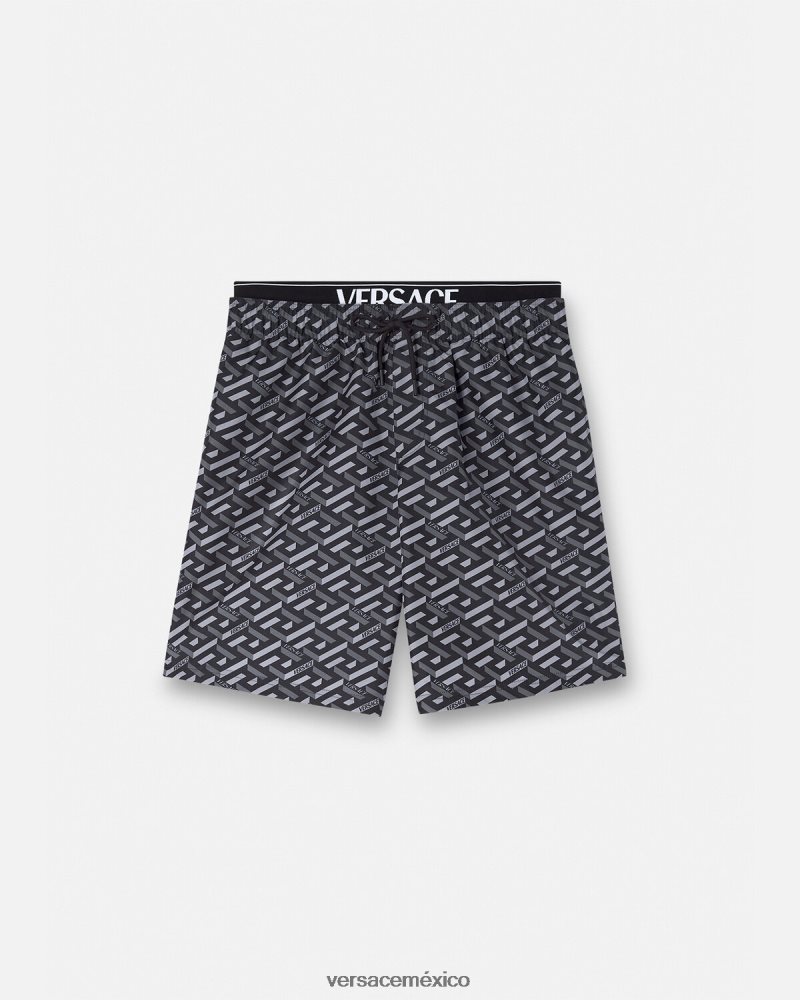Versace bañadores la greca negro y gris ropa interior y ropa de playa hombres 84626J1800