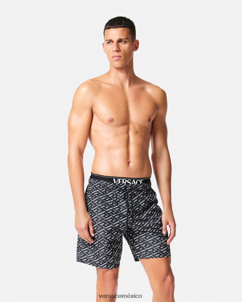 Versace bañadores la greca negro y gris ropa interior y ropa de playa hombres 84626J1800