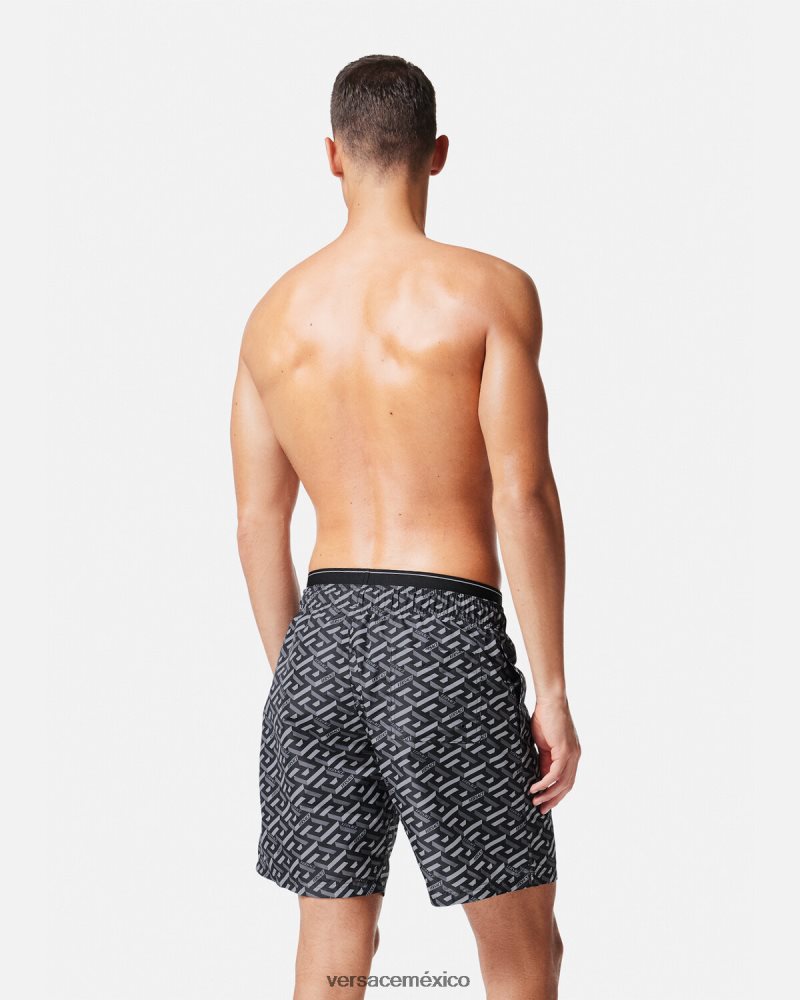 Versace bañadores la greca negro y gris ropa interior y ropa de playa hombres 84626J1800