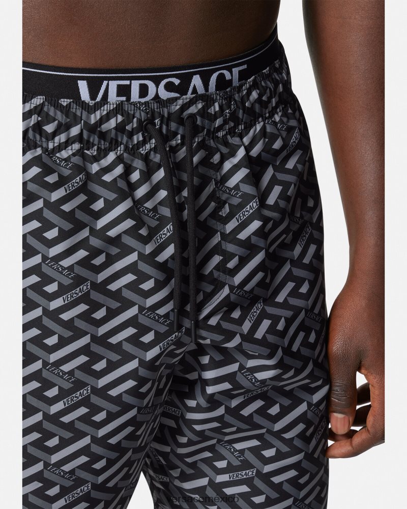 Versace bañadores la greca negro y gris ropa interior y ropa de playa hombres 84626J1800