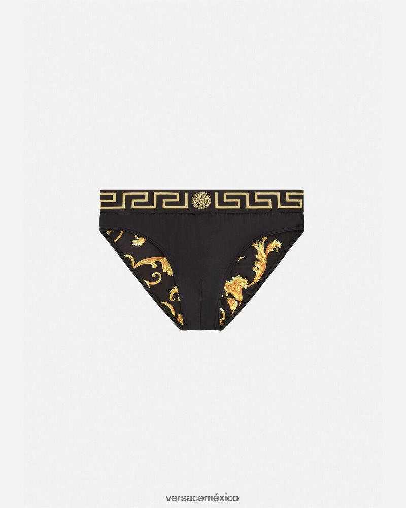Versace braguitas de baño con borde de greca negro ropa interior y ropa de playa hombres 84626J1815