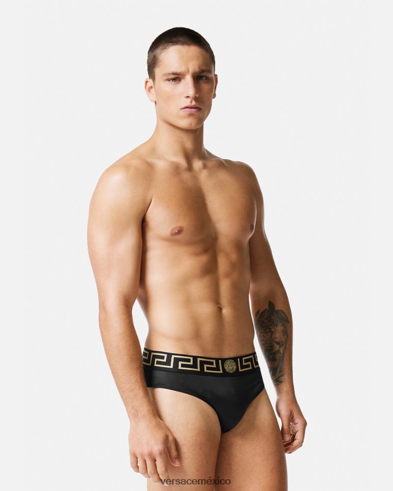 Versace braguitas de baño con borde de greca negro ropa interior y ropa de playa hombres 84626J1815