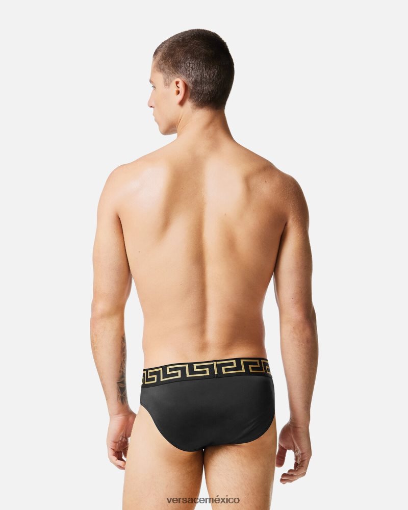 Versace braguitas de baño con borde de greca negro ropa interior y ropa de playa hombres 84626J1815