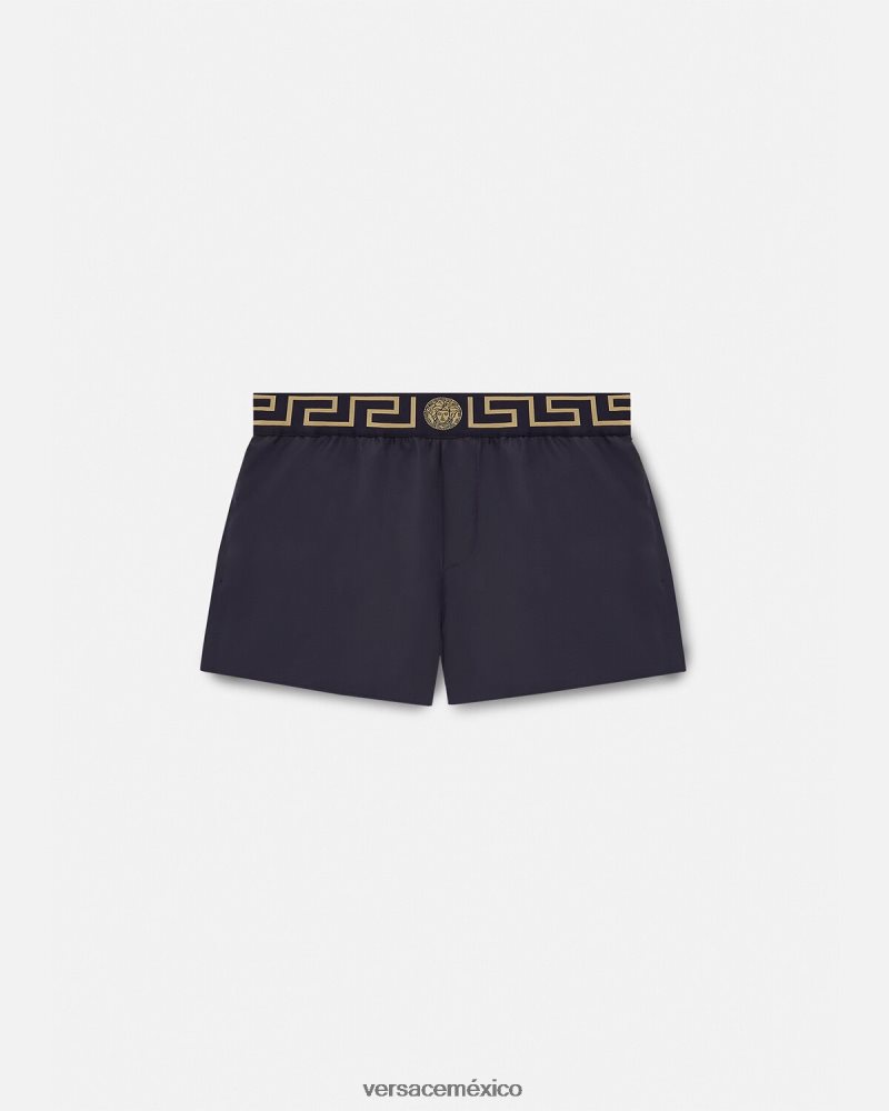 Versace shorts de baño con borde de greca azul ropa interior y ropa de playa hombres 84626J1809