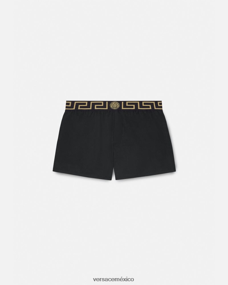 Versace shorts de baño con borde de greca negro ropa interior y ropa de playa hombres 84626J1811