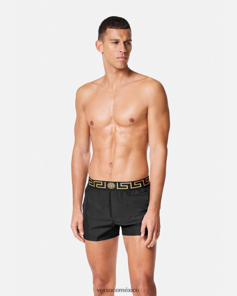 Versace shorts de baño con borde de greca negro ropa interior y ropa de playa hombres 84626J1811