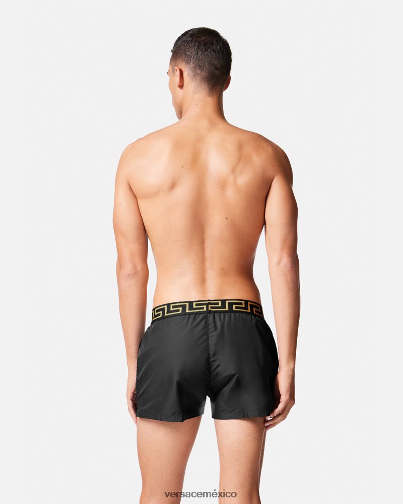 Versace shorts de baño con borde de greca negro ropa interior y ropa de playa hombres 84626J1811