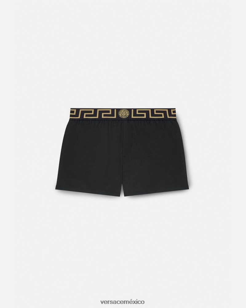 Versace shorts de baño con borde de greca negro ropa interior y ropa de playa hombres 84626J1813