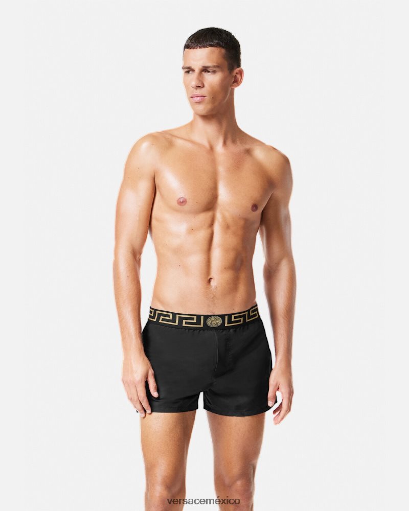 Versace shorts de baño con borde de greca negro ropa interior y ropa de playa hombres 84626J1813