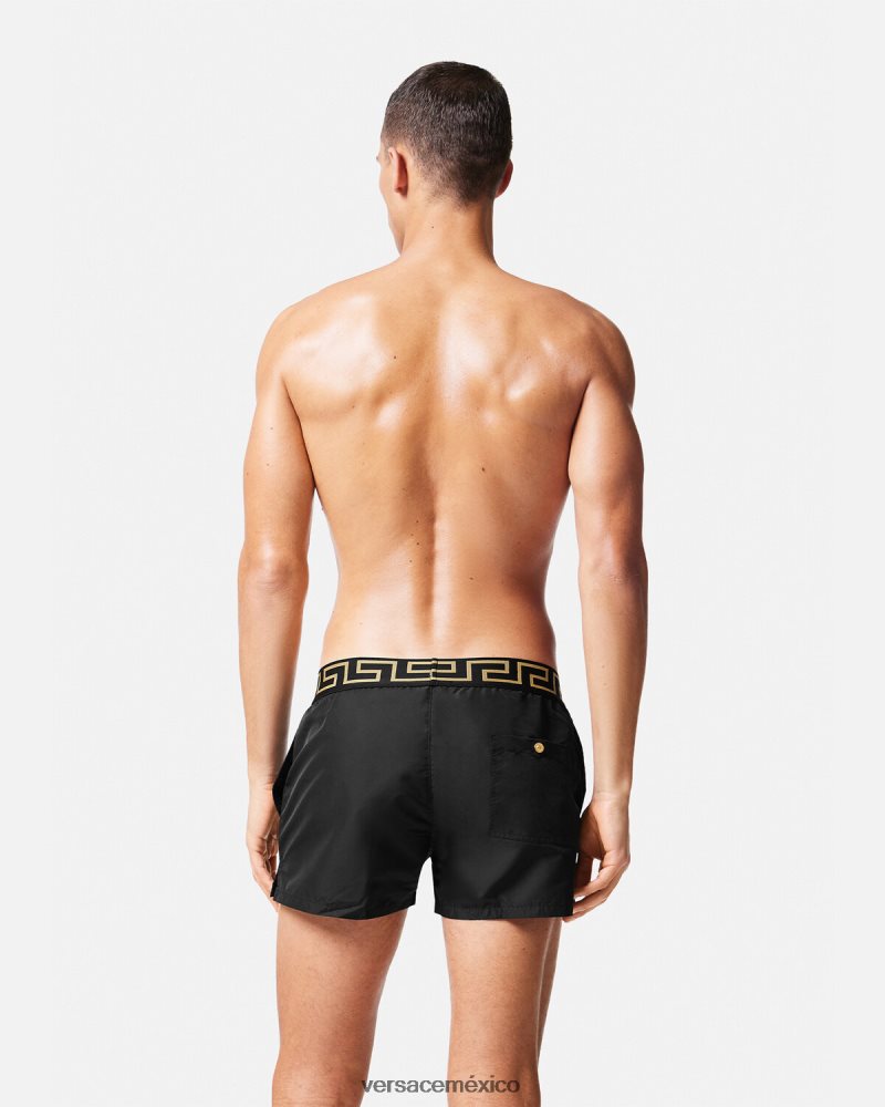 Versace shorts de baño con borde de greca negro ropa interior y ropa de playa hombres 84626J1813