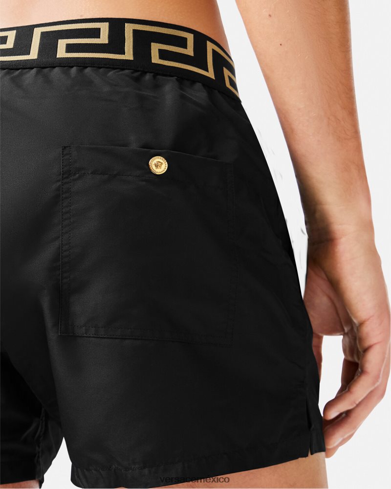 Versace shorts de baño con borde de greca negro ropa interior y ropa de playa hombres 84626J1813