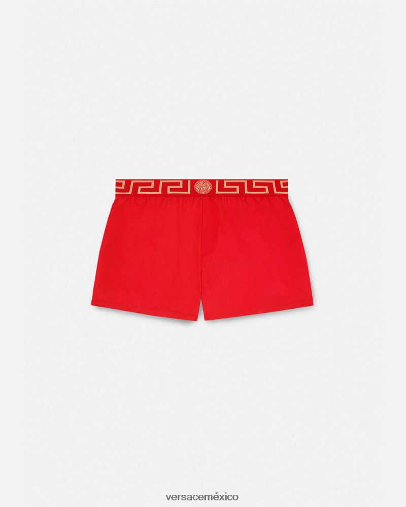 Versace shorts de baño con borde de greca rojo ropa interior y ropa de playa hombres 84626J1810