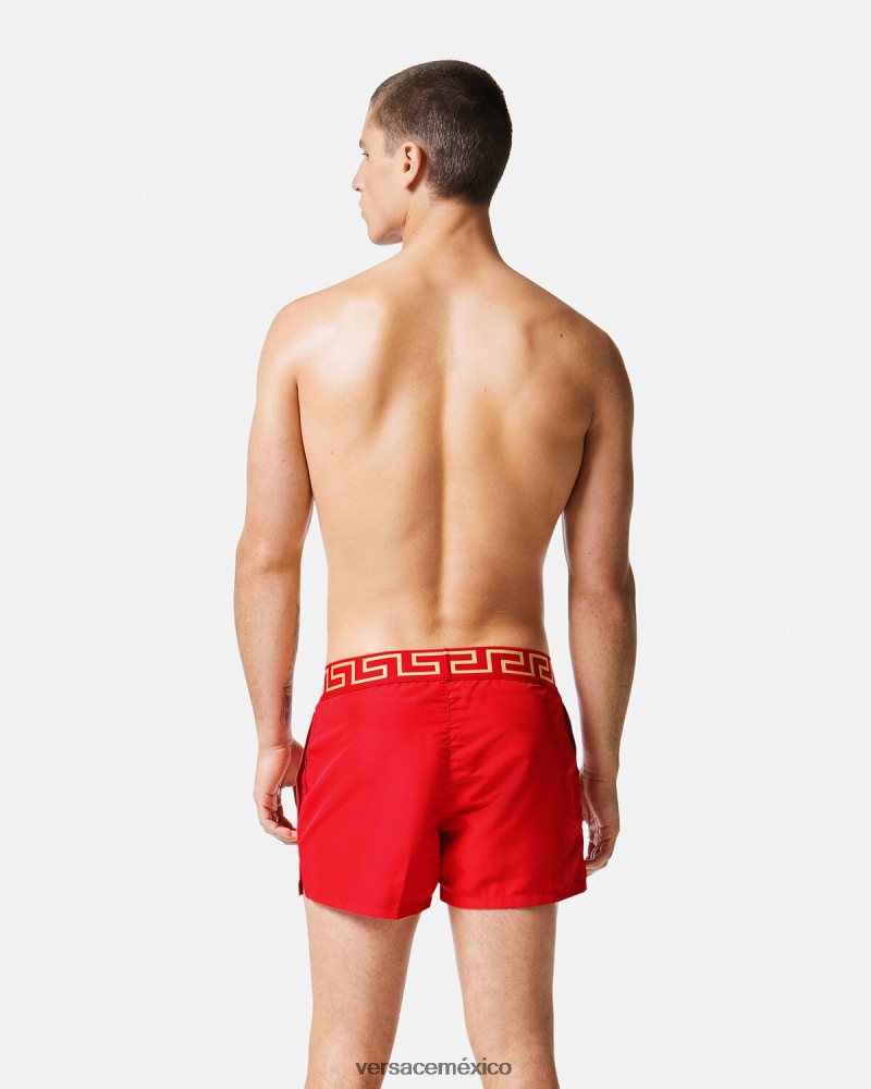 Versace shorts de baño con borde de greca rojo ropa interior y ropa de playa hombres 84626J1810