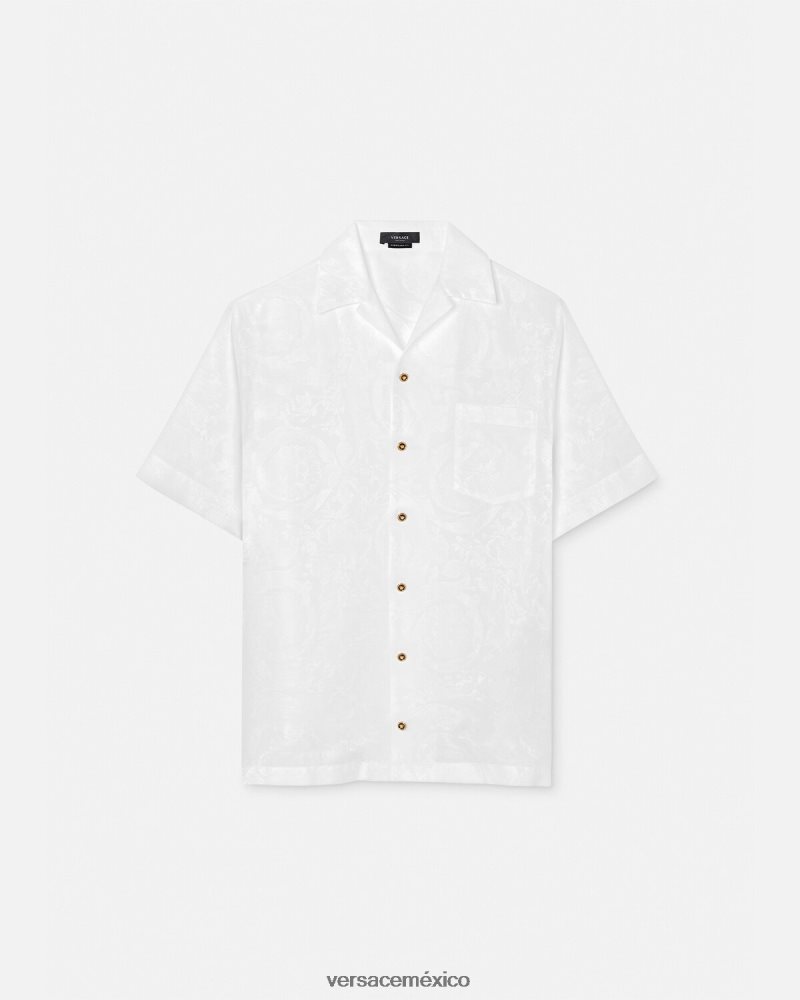 Versace camisa con silueta barroca blanco ropa hombres 84626J1290