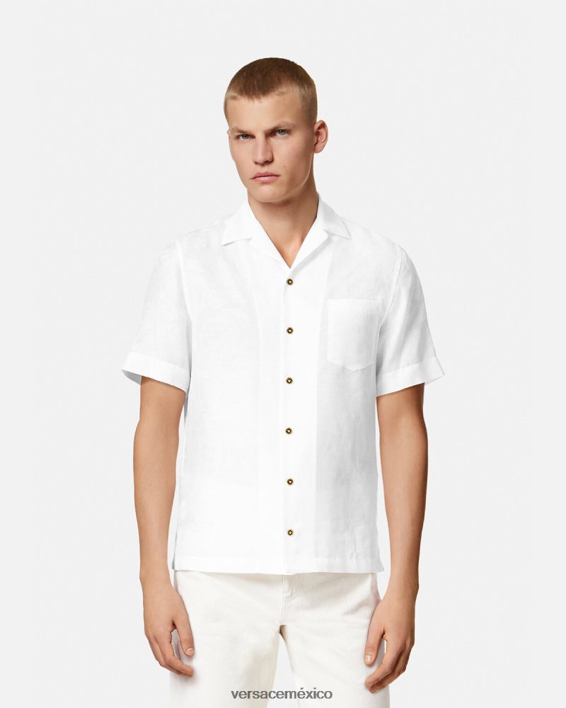 Versace camisa con silueta barroca blanco ropa hombres 84626J1290