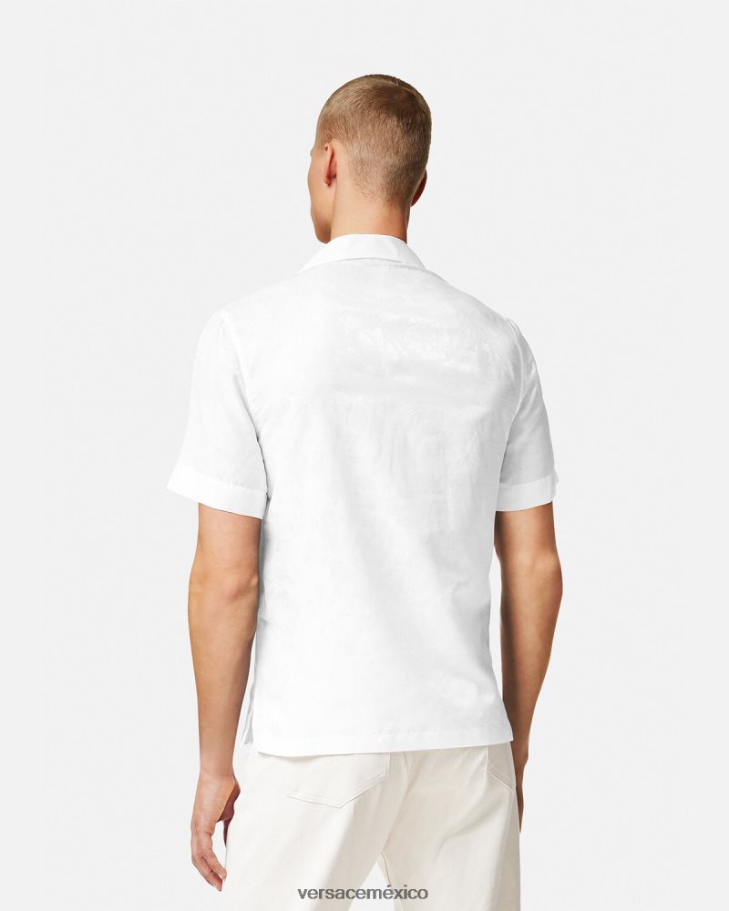 Versace camisa con silueta barroca blanco ropa hombres 84626J1290