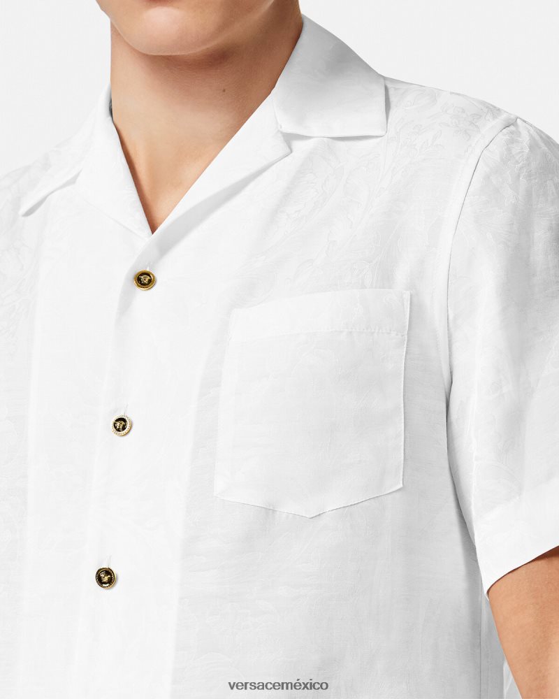 Versace camisa con silueta barroca blanco ropa hombres 84626J1290