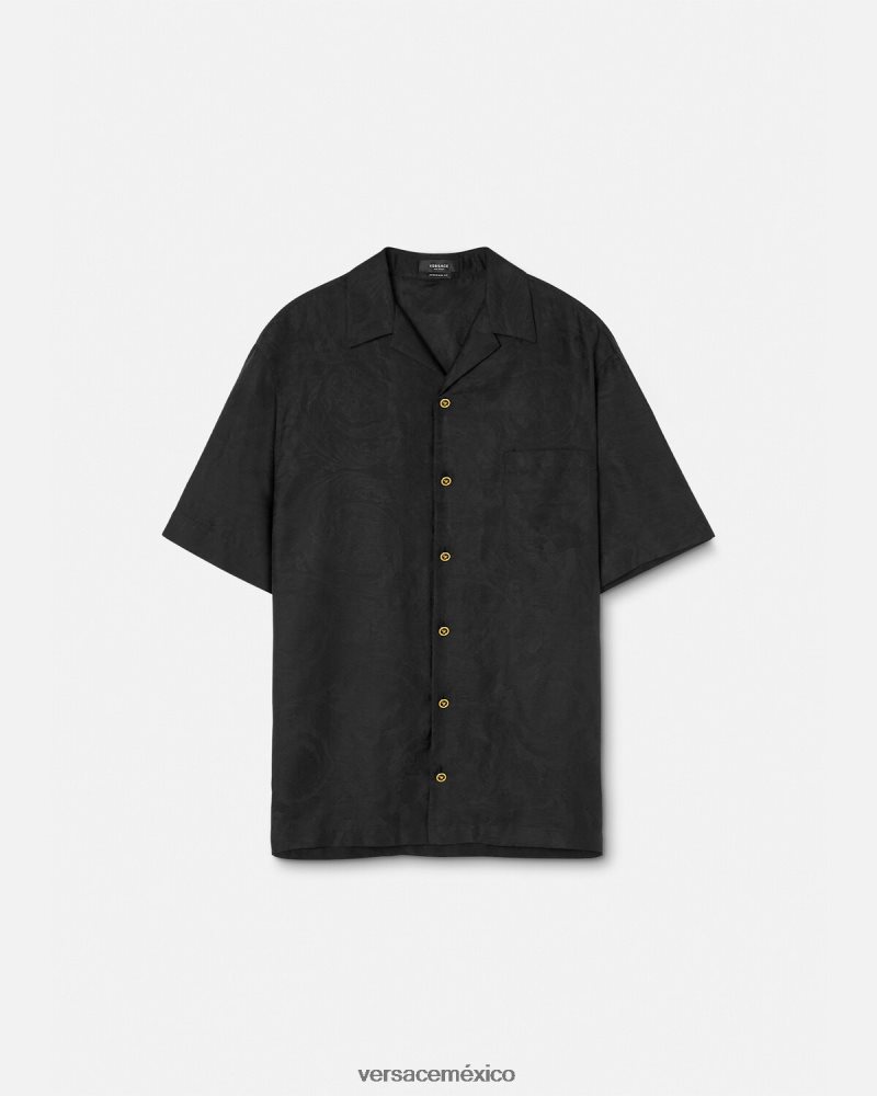 Versace camisa con silueta barroca negro ropa hombres 84626J1289