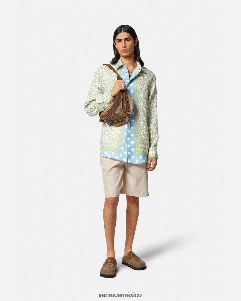Versace camisa de lino por toda la prenda imprimir ropa hombres 84626J1287
