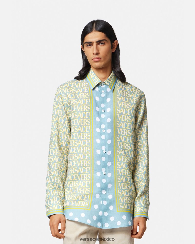 Versace camisa de lino por toda la prenda imprimir ropa hombres 84626J1287