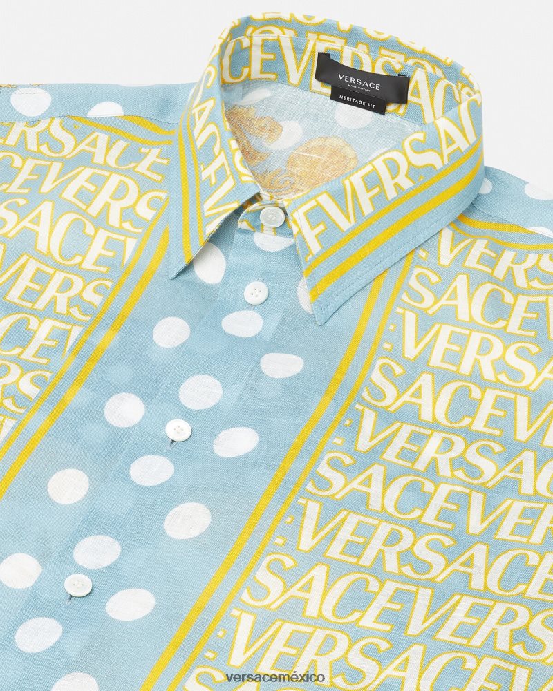 Versace camisa de lino por toda la prenda imprimir ropa hombres 84626J1287