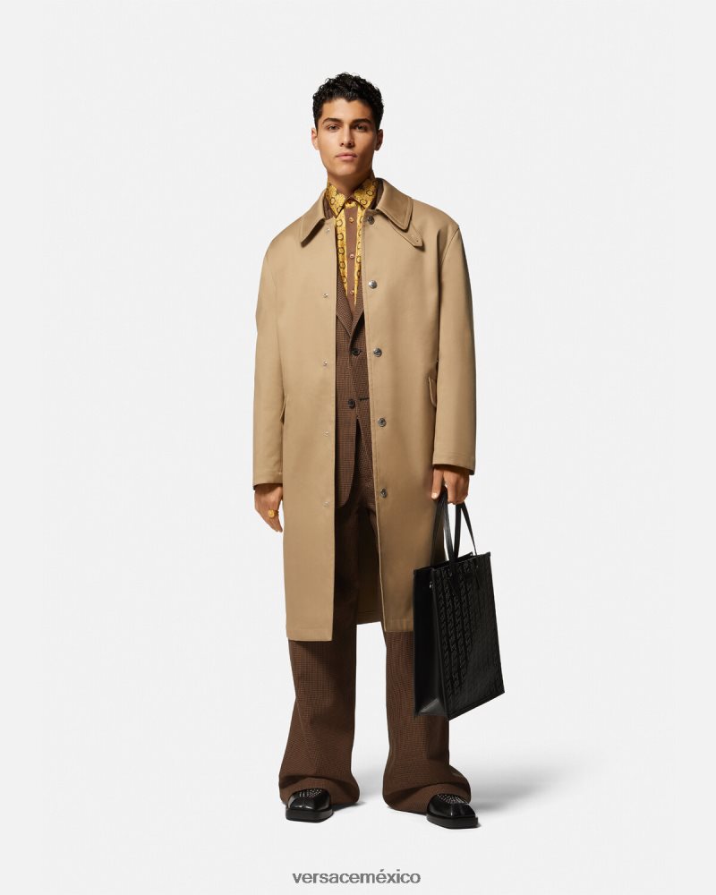 Versace camisa de seda barroco 660 marrón y dorado ropa hombres 84626J1320