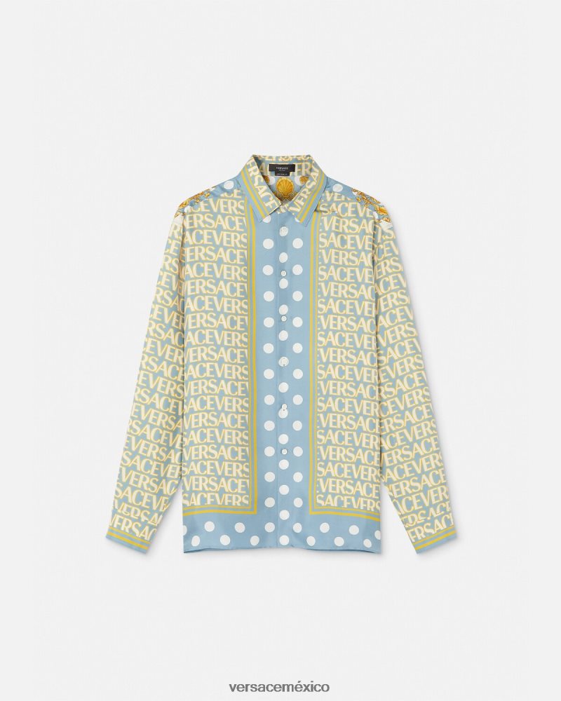 Versace camisa de seda entera imprimir ropa hombres 84626J1284