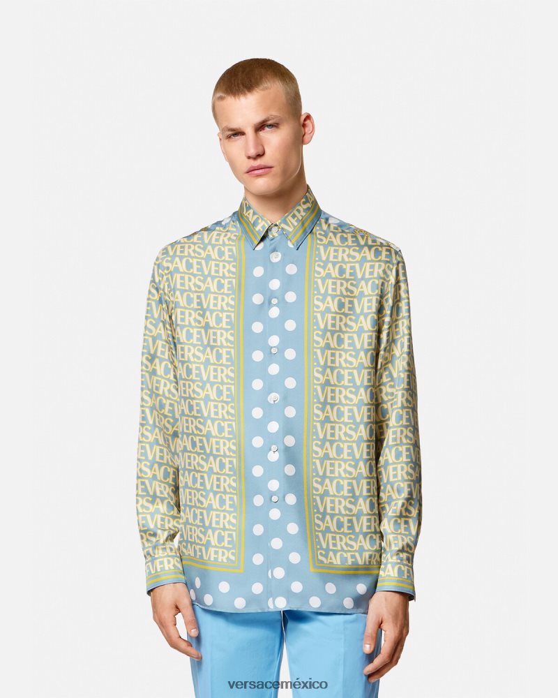 Versace camisa de seda entera imprimir ropa hombres 84626J1284