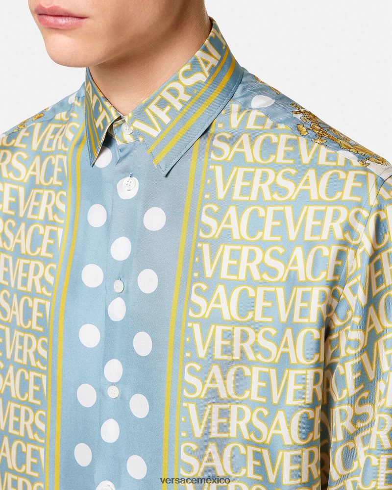 Versace camisa de seda entera imprimir ropa hombres 84626J1284