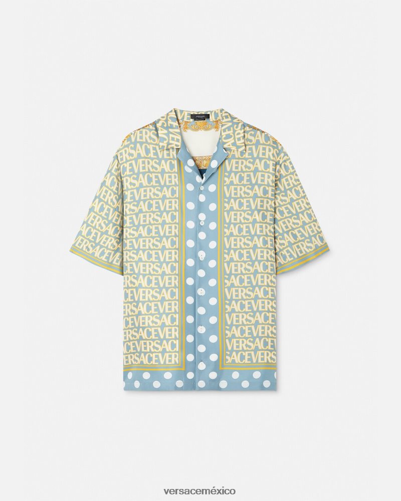 Versace camisa de seda entera imprimir ropa hombres 84626J1285