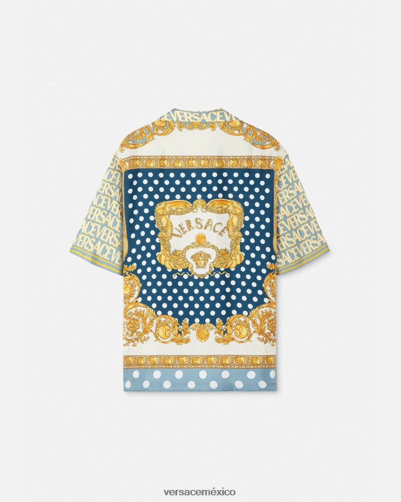 Versace camisa de seda entera imprimir ropa hombres 84626J1285