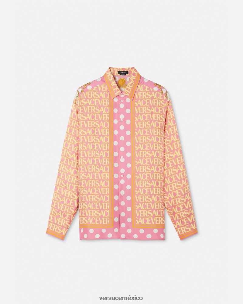 Versace camisa de seda entera imprimir ropa hombres 84626J1286