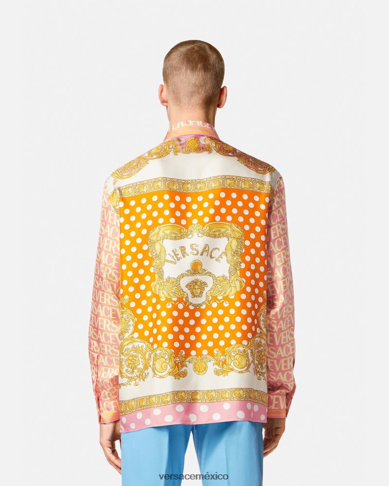 Versace camisa de seda entera imprimir ropa hombres 84626J1286