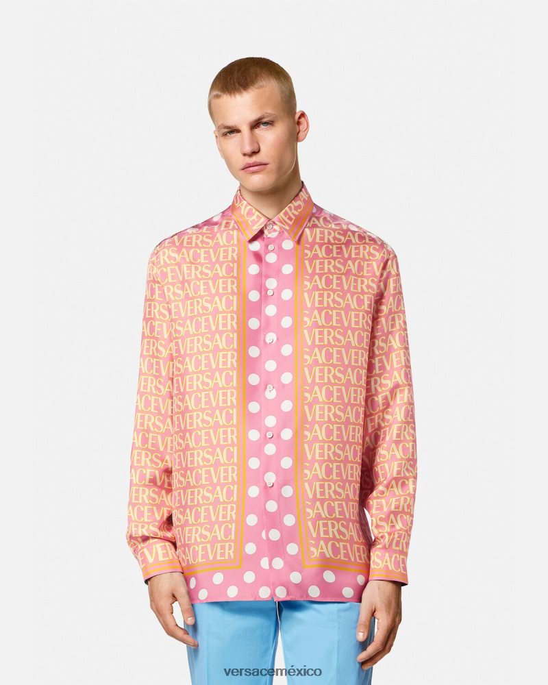 Versace camisa de seda entera imprimir ropa hombres 84626J1286