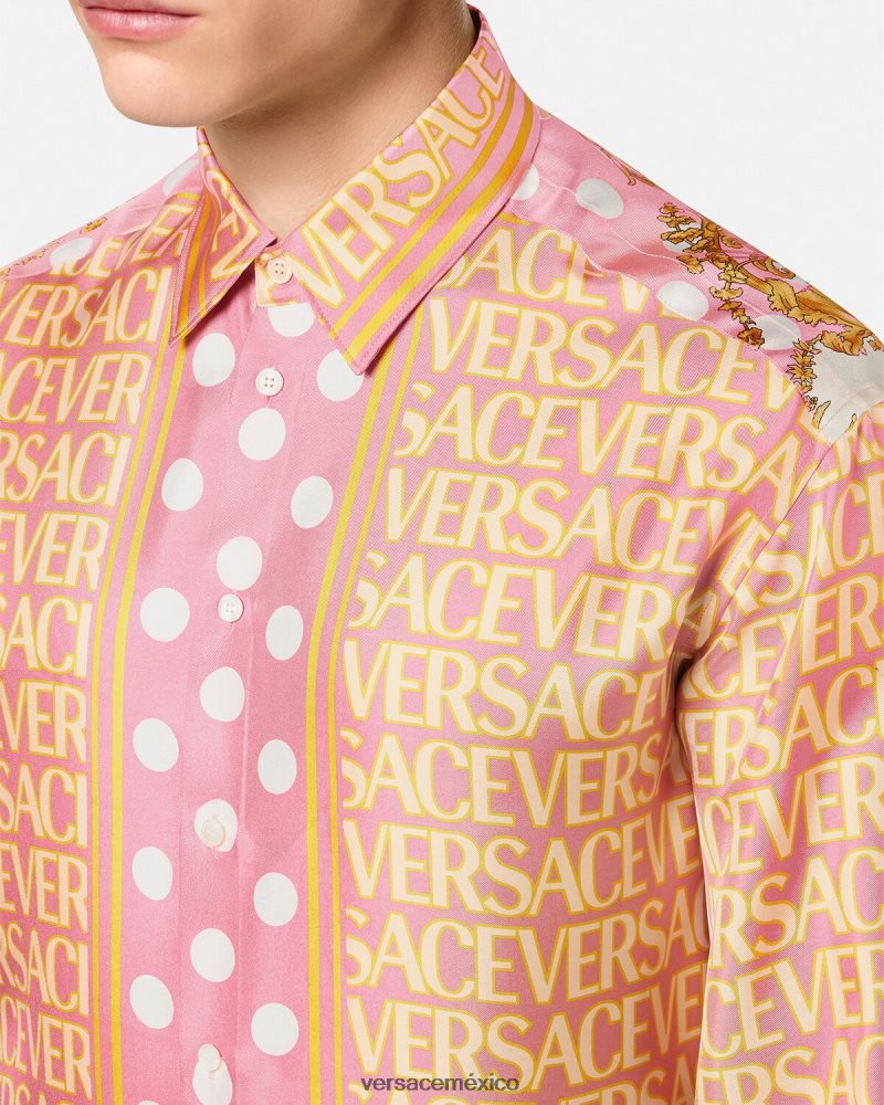 Versace camisa de seda entera imprimir ropa hombres 84626J1286