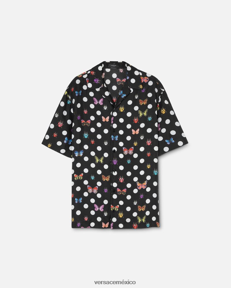 Versace camisa de seda mariposas un color ropa hombres 84626J1282