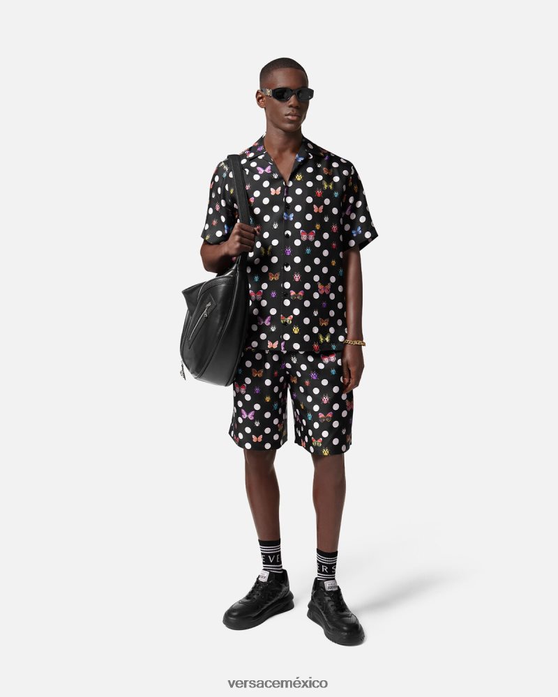 Versace camisa de seda mariposas un color ropa hombres 84626J1282