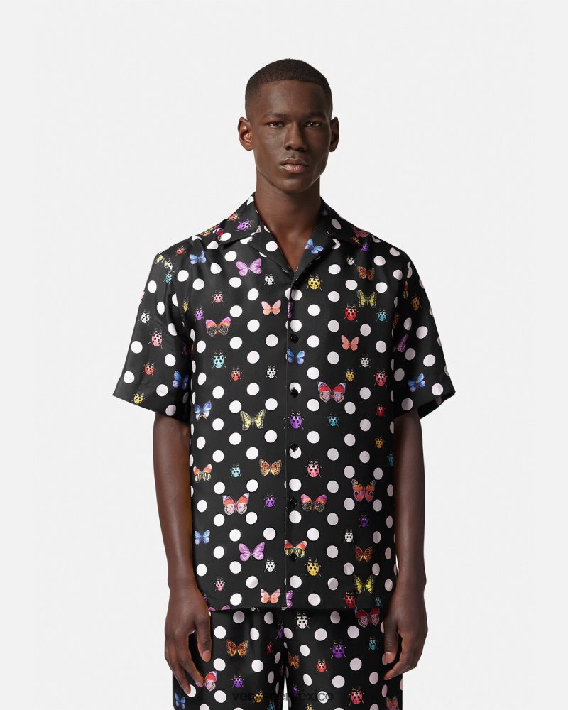 Versace camisa de seda mariposas un color ropa hombres 84626J1282