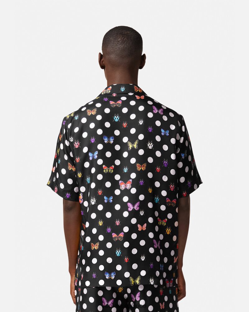 Versace camisa de seda mariposas un color ropa hombres 84626J1282