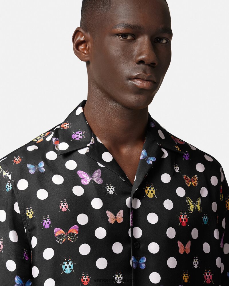 Versace camisa de seda mariposas un color ropa hombres 84626J1282