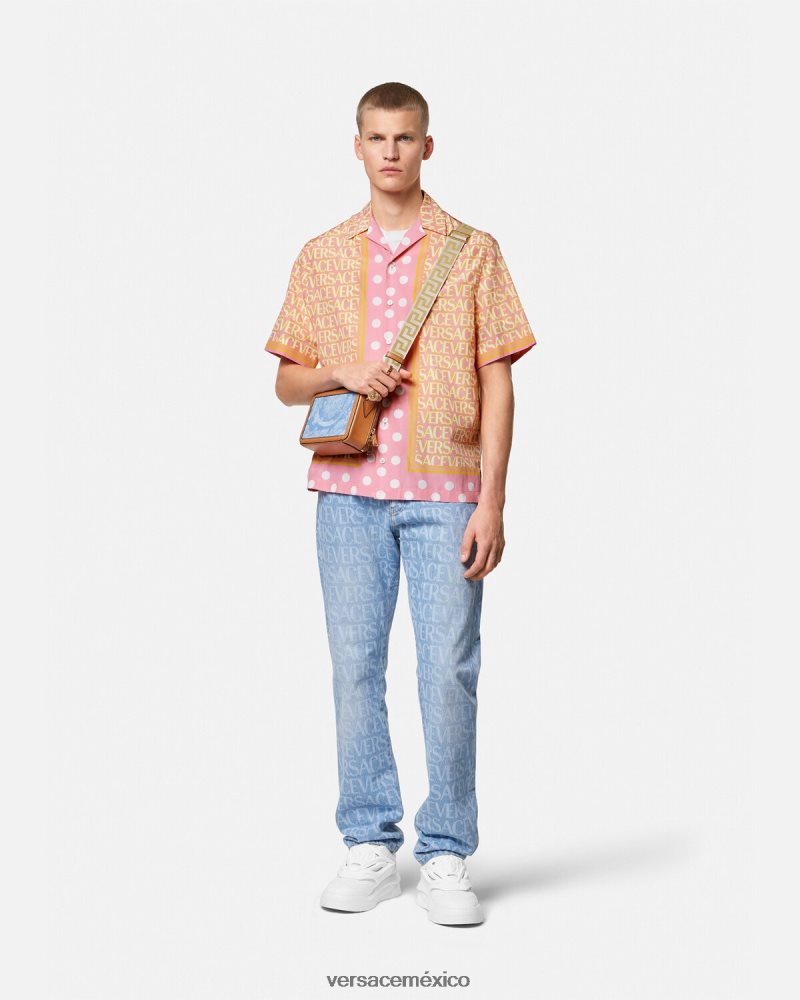 Versace camisa en mezcla de algodón imprimir ropa hombres 84626J1288