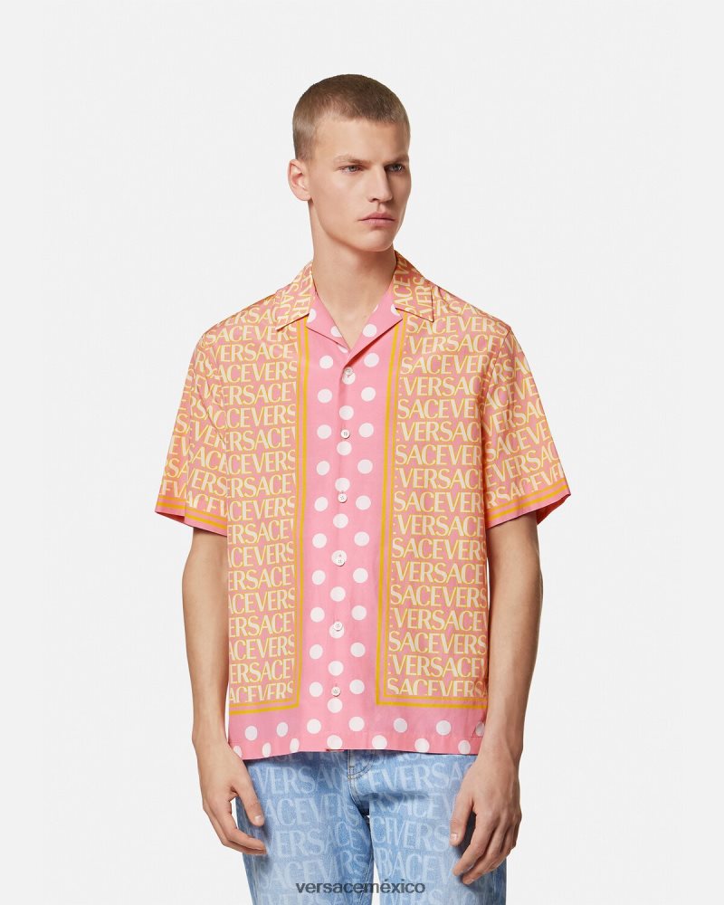 Versace camisa en mezcla de algodón imprimir ropa hombres 84626J1288