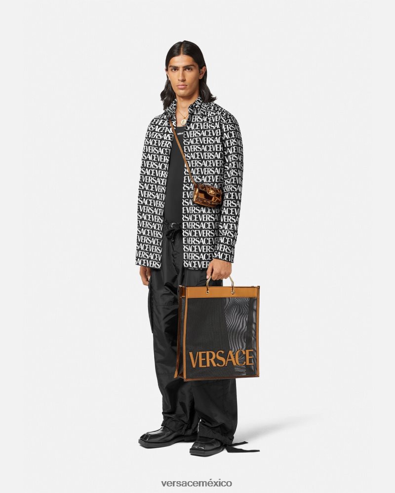 Versace camisa entera negro y estampado ropa hombres 84626J1314