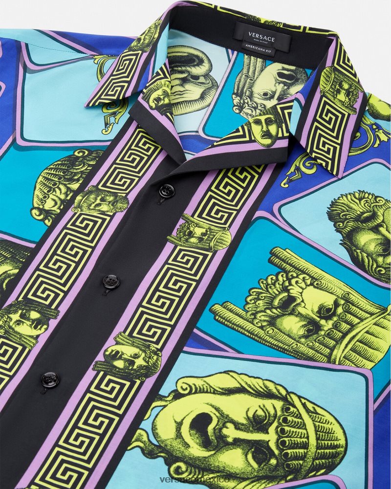 Versace camisa le maschere en mezcla de algodón imprimir ropa hombres 84626J1309