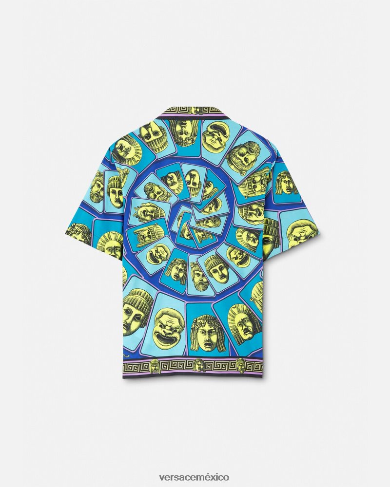 Versace camisa le maschere en mezcla de algodón imprimir ropa hombres 84626J1309