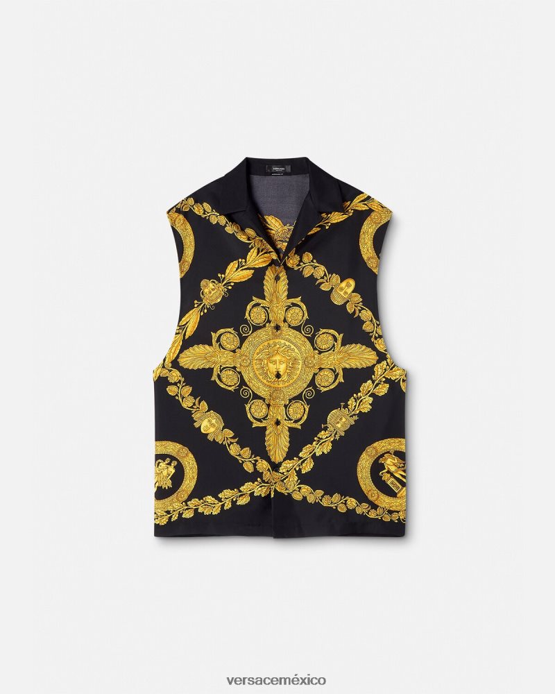 Versace camisa maschera barroca de seda imprimir ropa hombres 84626J1312