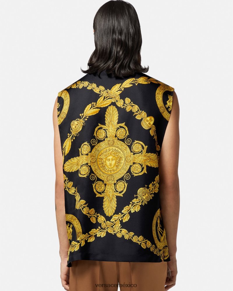 Versace camisa maschera barroca de seda imprimir ropa hombres 84626J1312