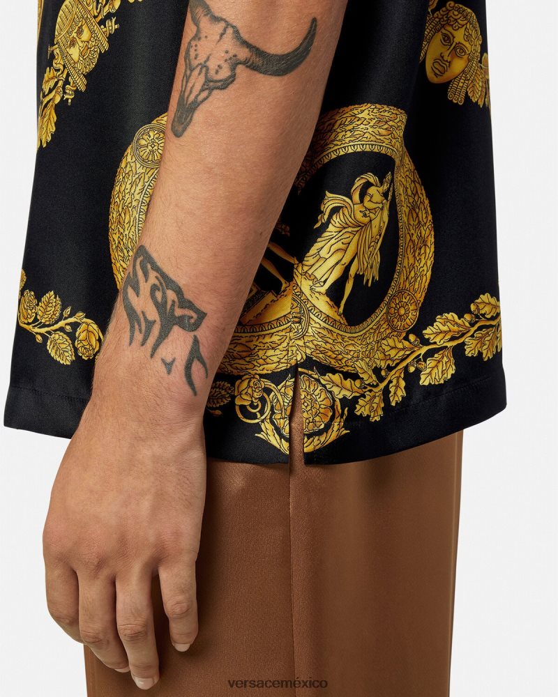 Versace camisa maschera barroca de seda imprimir ropa hombres 84626J1312