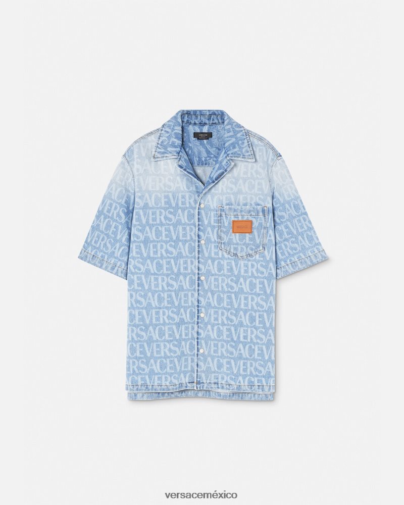 Versace camisa vaquera integral azul ropa hombres 84626J1283