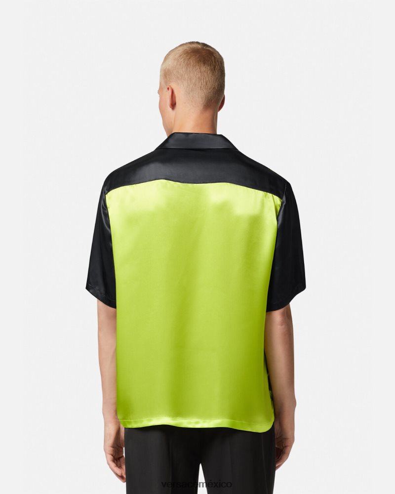 Versace polo manga corta la maschera negro y lima ropa hombres 84626J1310